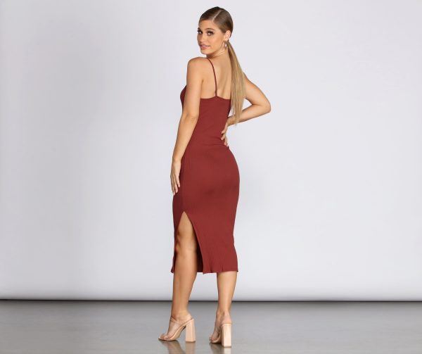 Basic Button Knit Midi Dress - Image 2