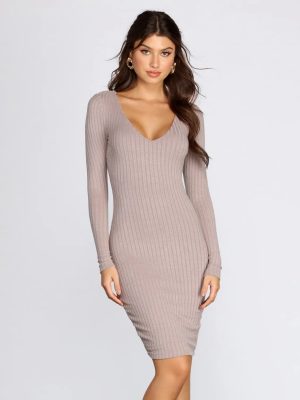 Long Sleeve Knit Midi Dress