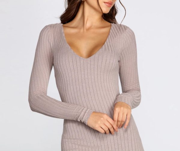 Long Sleeve Knit Midi Dress - Image 3