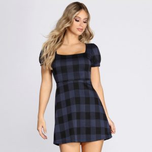 Check It Plaid Mini Dress