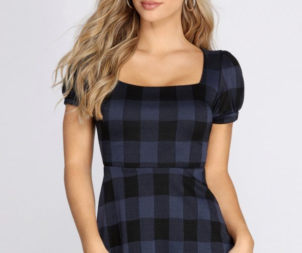 Check It Plaid Mini Dress - Image 3