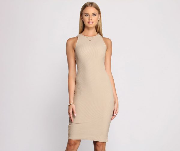 Timelessly Chic Ribbed Knit Basic Midi Dress - Image 5