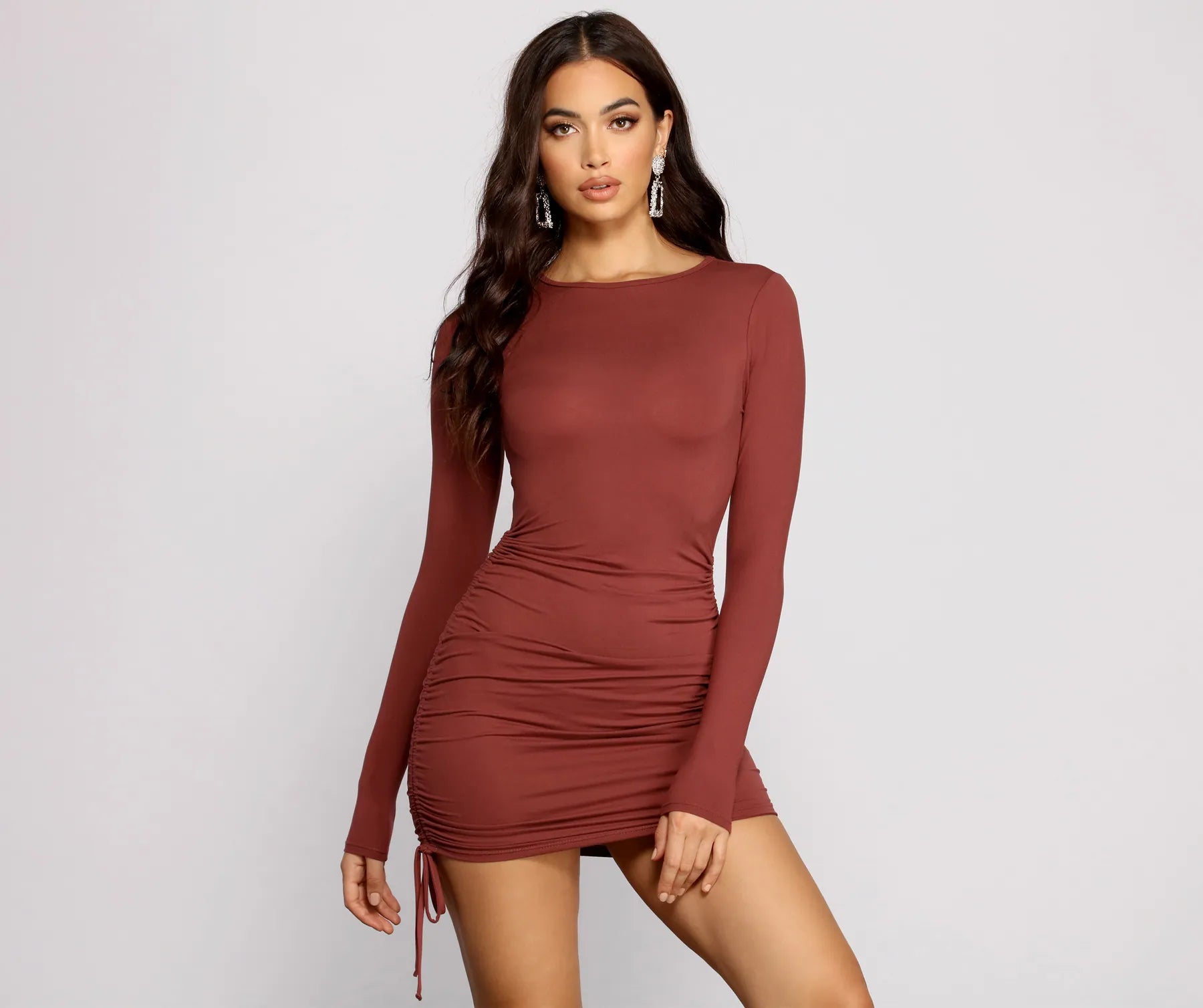 Keeping Knit Real Ruched Mini Dress - Image 6