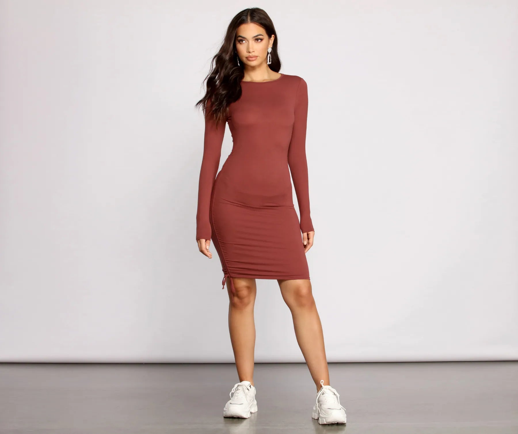 Keeping Knit Real Ruched Mini Dress - Image 9