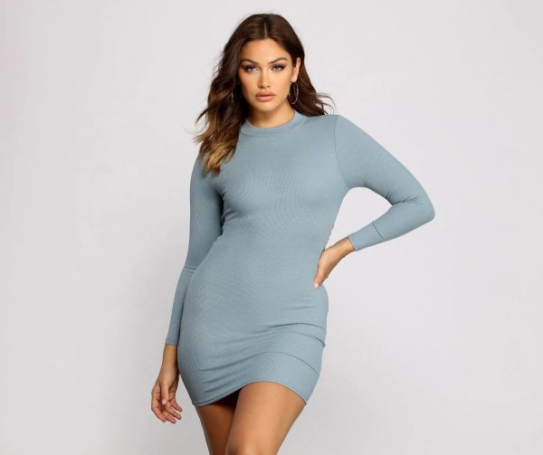 Trendy Twist Knot Open Back Ribbed Mini Dress - Image 5