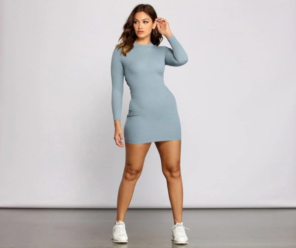 Trendy Twist Knot Open Back Ribbed Mini Dress - Image 8