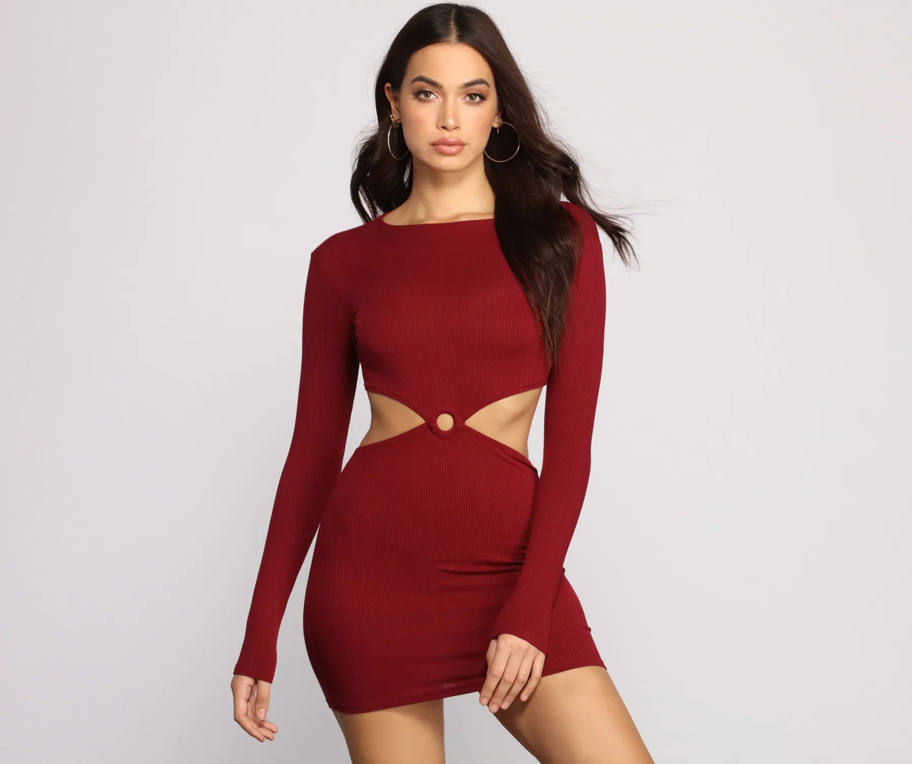 Ribbed Knit O-Ring Mini Dress - Image 5
