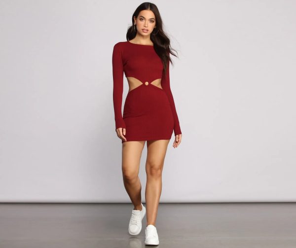 Ribbed Knit O-Ring Mini Dress - Image 8