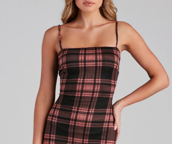 Pretty In Plaid Knit Mini Dress - Image 3
