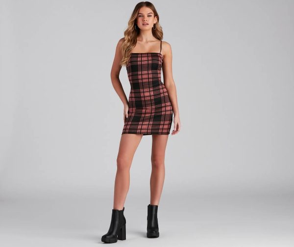 Pretty In Plaid Knit Mini Dress - Image 4