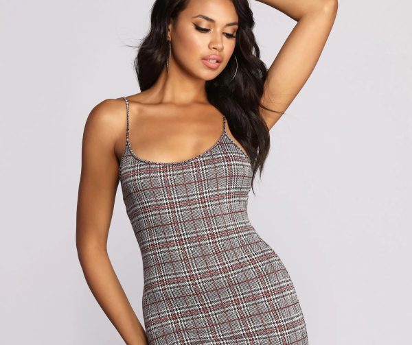 Pretty Plaid Knit Mini Dress - Image 4
