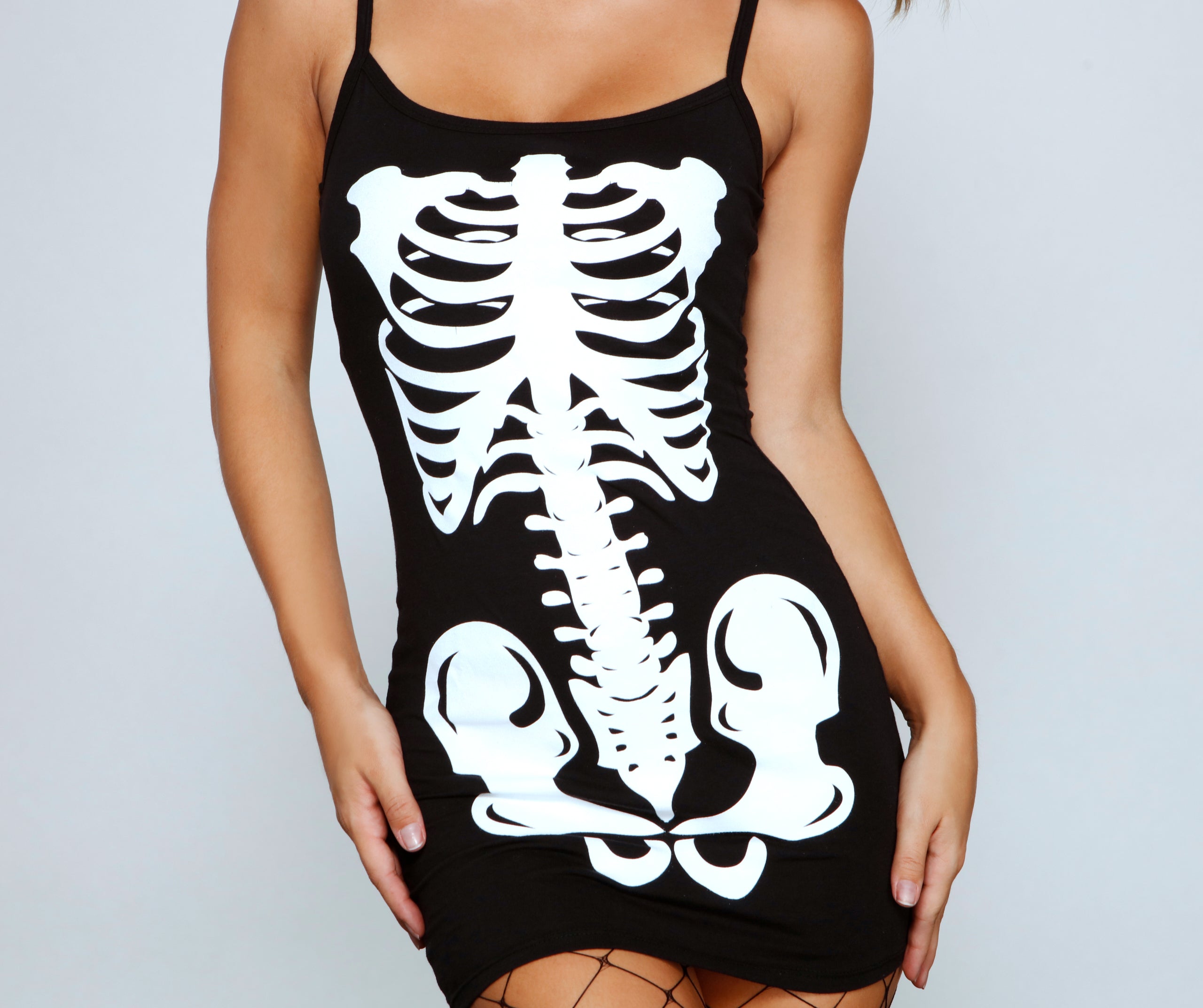 Glam Ghoul Skeleton Print Mini Dress - Image 4