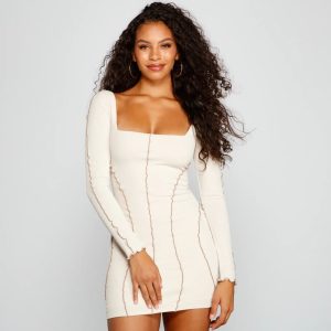 Make A Seam Ribbed Knit Mini Dress