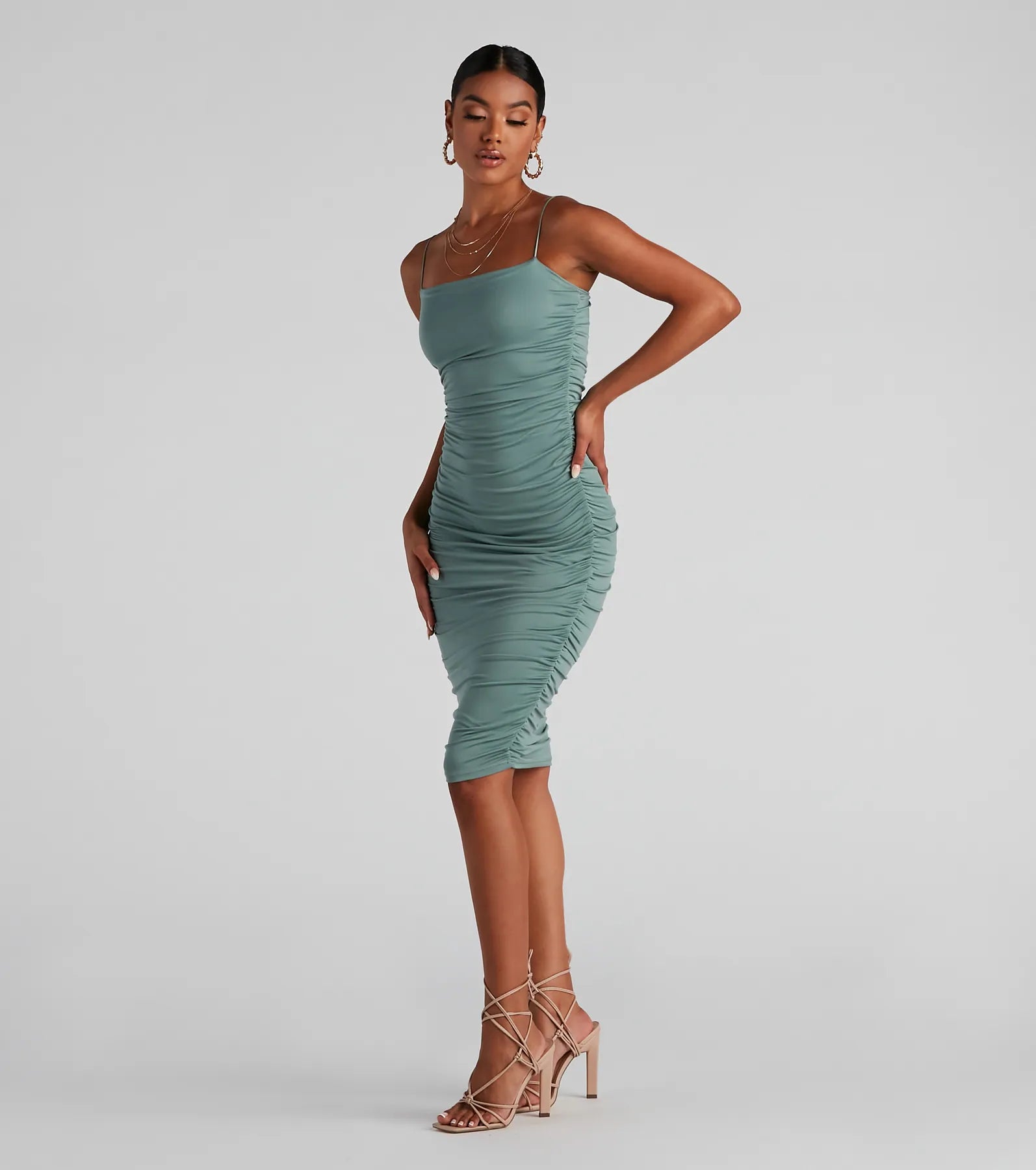 Level Up Ruched Knit Midi Dress - Image 3
