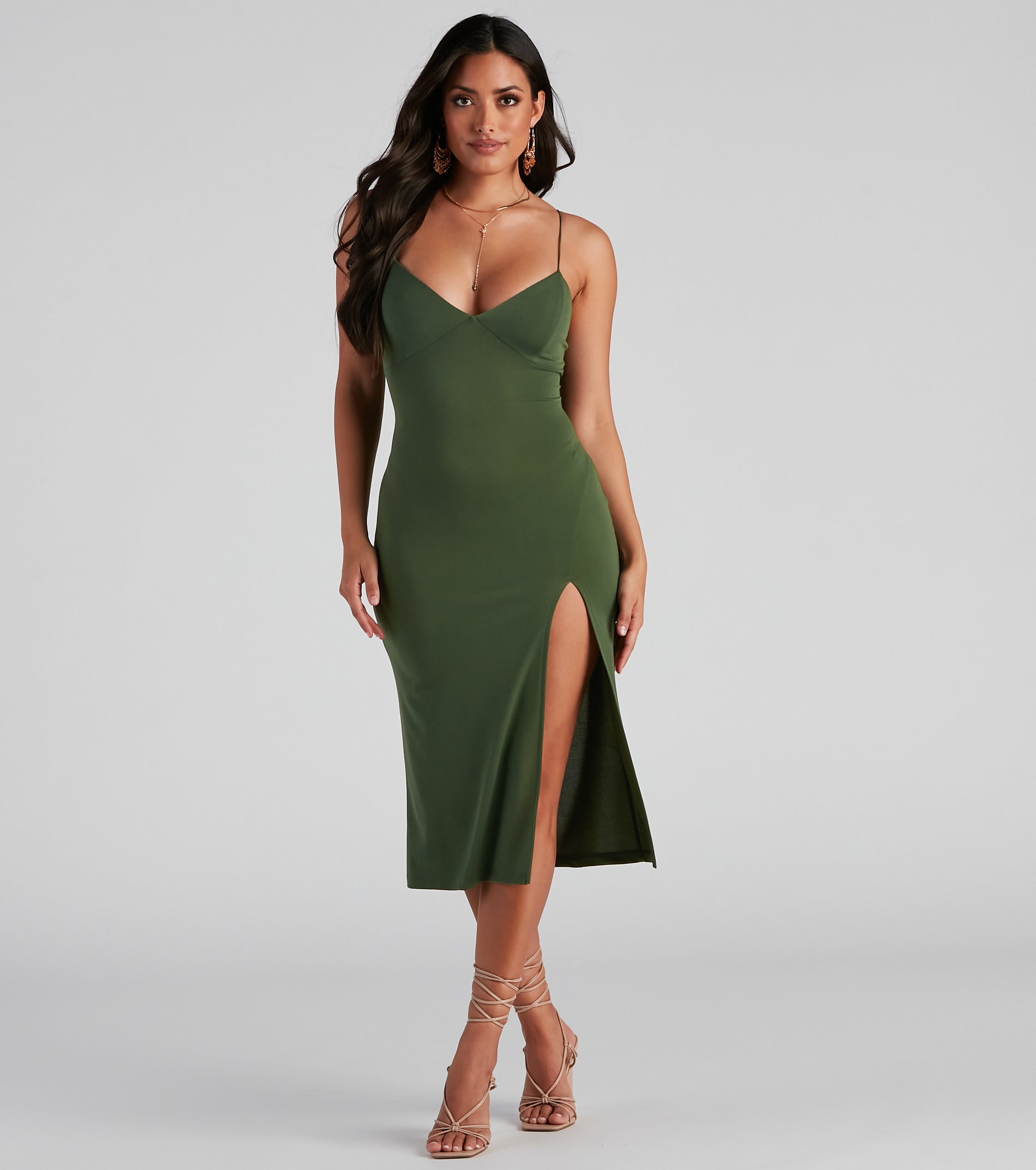 Catch Up Crepe Slip Midi Dress - Image 9