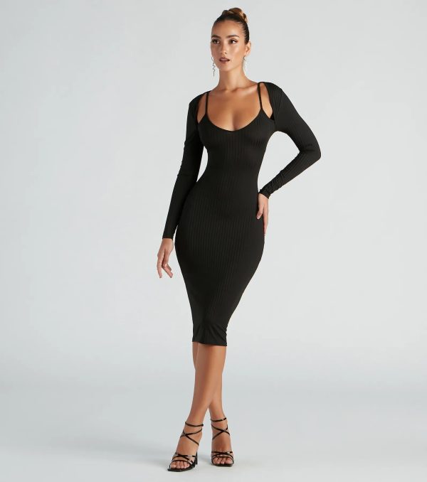Effortless Everyday Ribbed Knit Midi Dress - Image 5