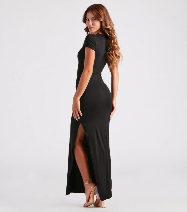 Basic Bae Crew Neck Slit Maxi Dress - Image 2