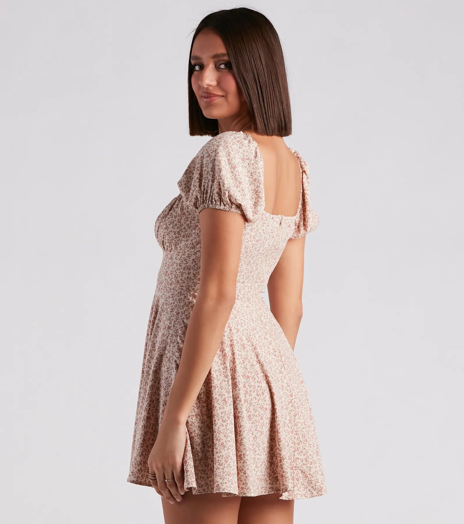 Cute Charm Ditsy Floral Skater Dress - Image 2