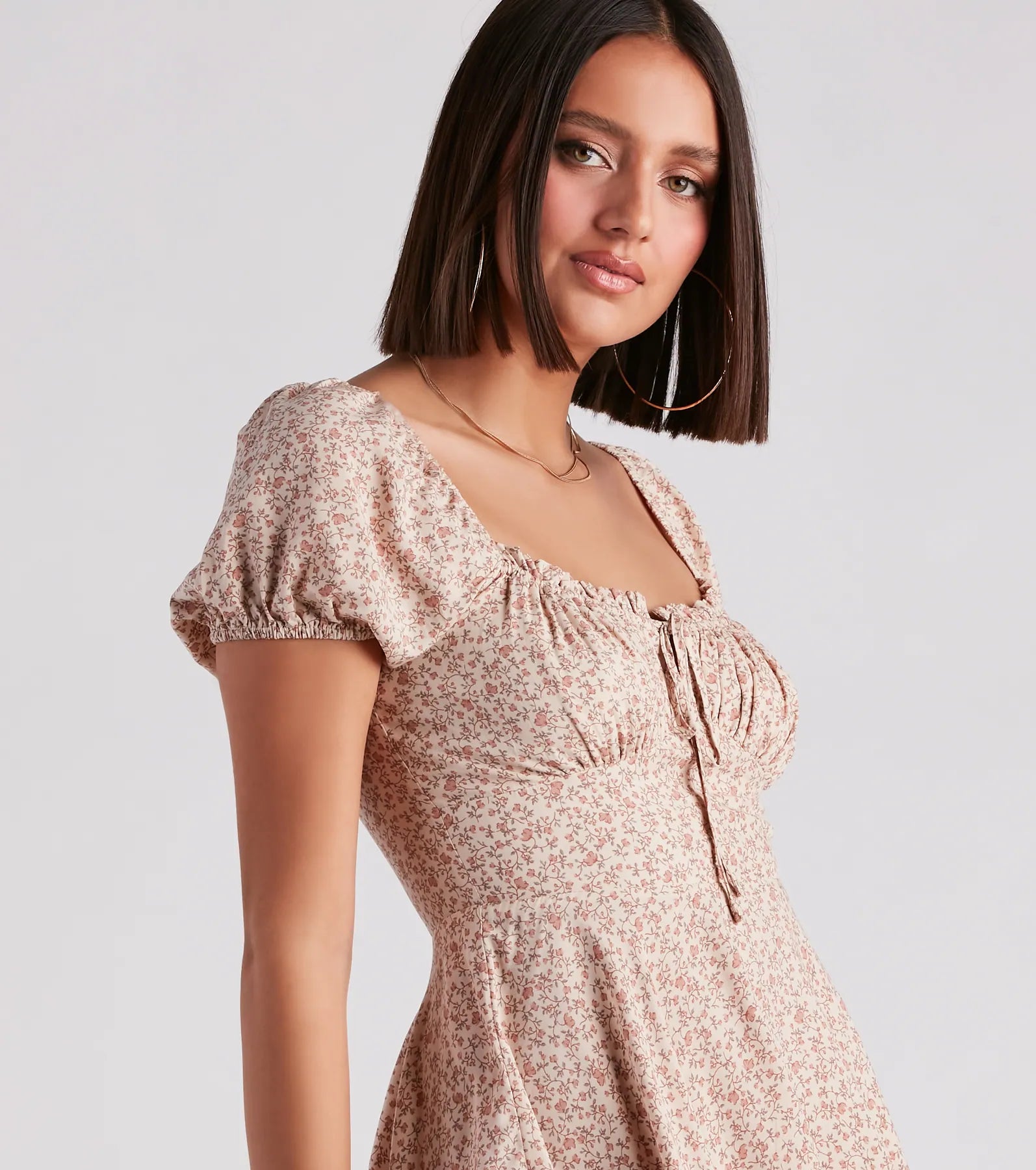Cute Charm Ditsy Floral Skater Dress - Image 4