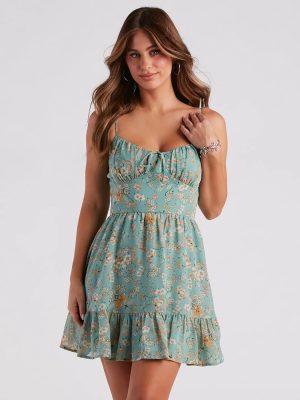 Spring Into Action Floral Skater Dress