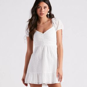 Weekend Brunch Eyelet Skater Dress