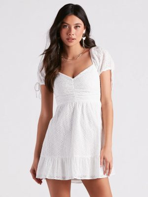 Weekend Brunch Eyelet Skater Dress
