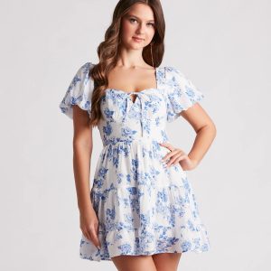Vineyard Gal Floral Linen Skater Dress