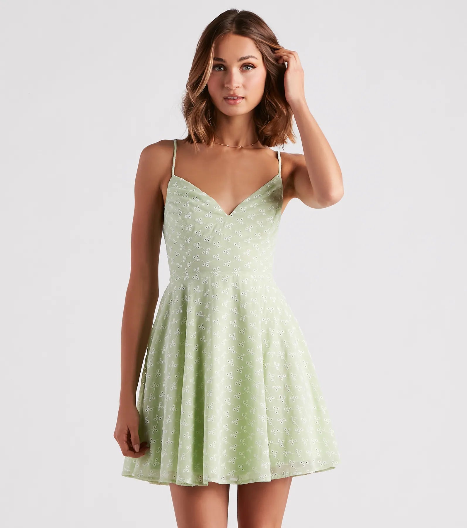 Sway With Me Eyelet Lace Skater Dress - Image 5