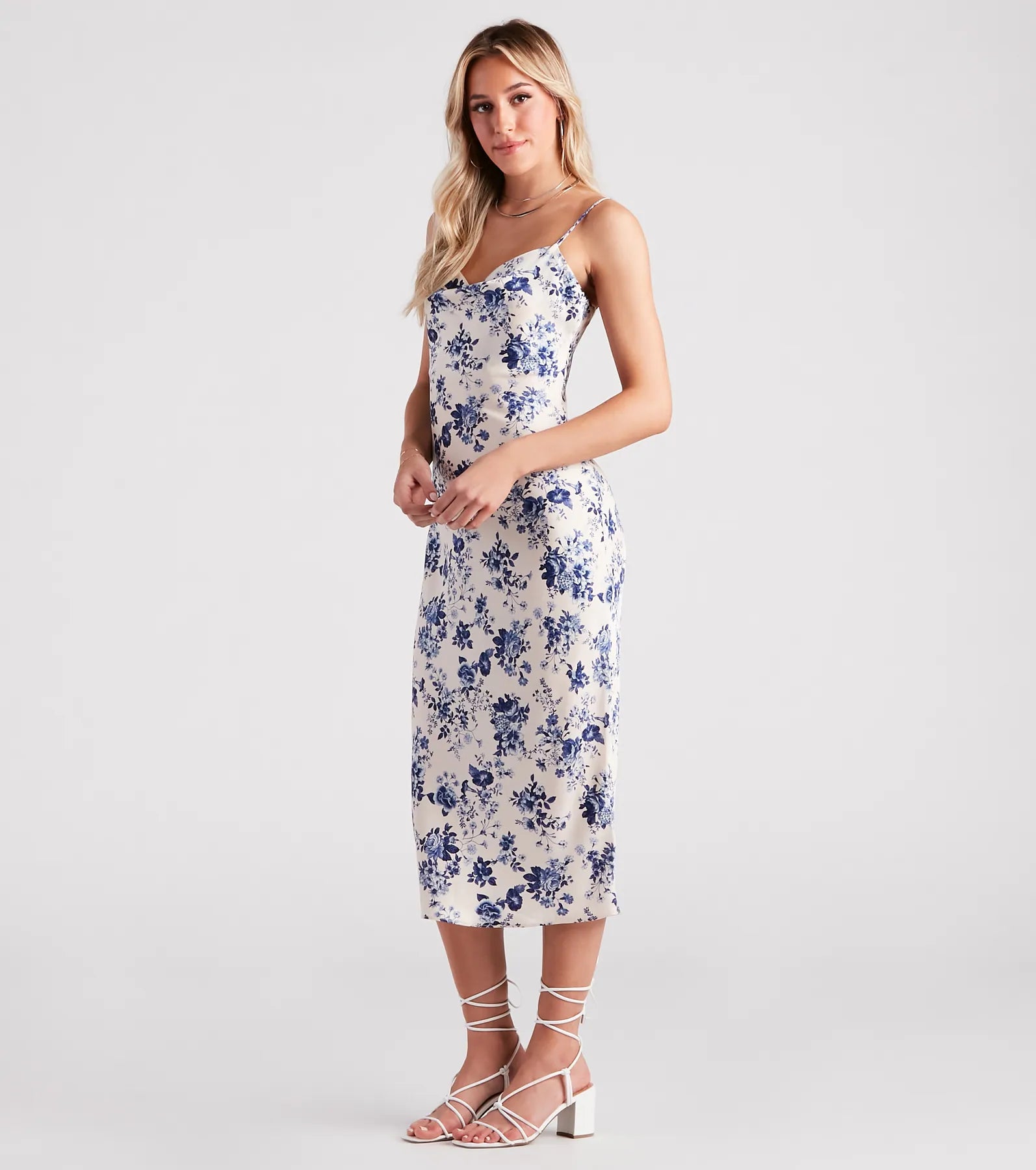 Infatuated Floral Satin Midi Dress - Image 3