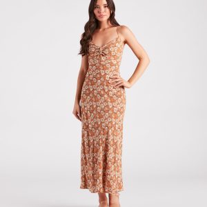 Pick Me Floral Lace-Up Maxi Dress