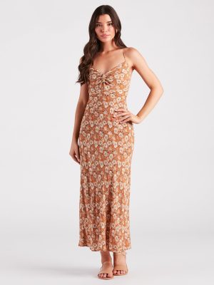 Pick Me Floral Lace-Up Maxi Dress