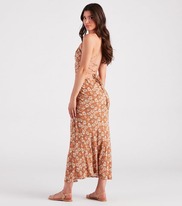 Pick Me Floral Lace-Up Maxi Dress - Image 2