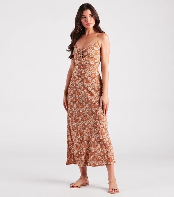 Pick Me Floral Lace-Up Maxi Dress - Image 3