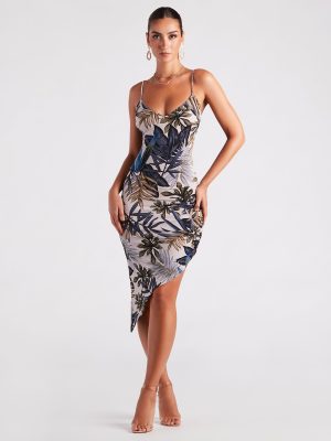 Vacay Slay Tropical Print Midi Dress