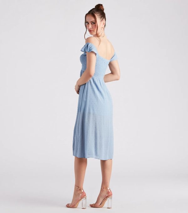 Just Peachy Keen Off-The-Shoulder Midi Dress - Image 2