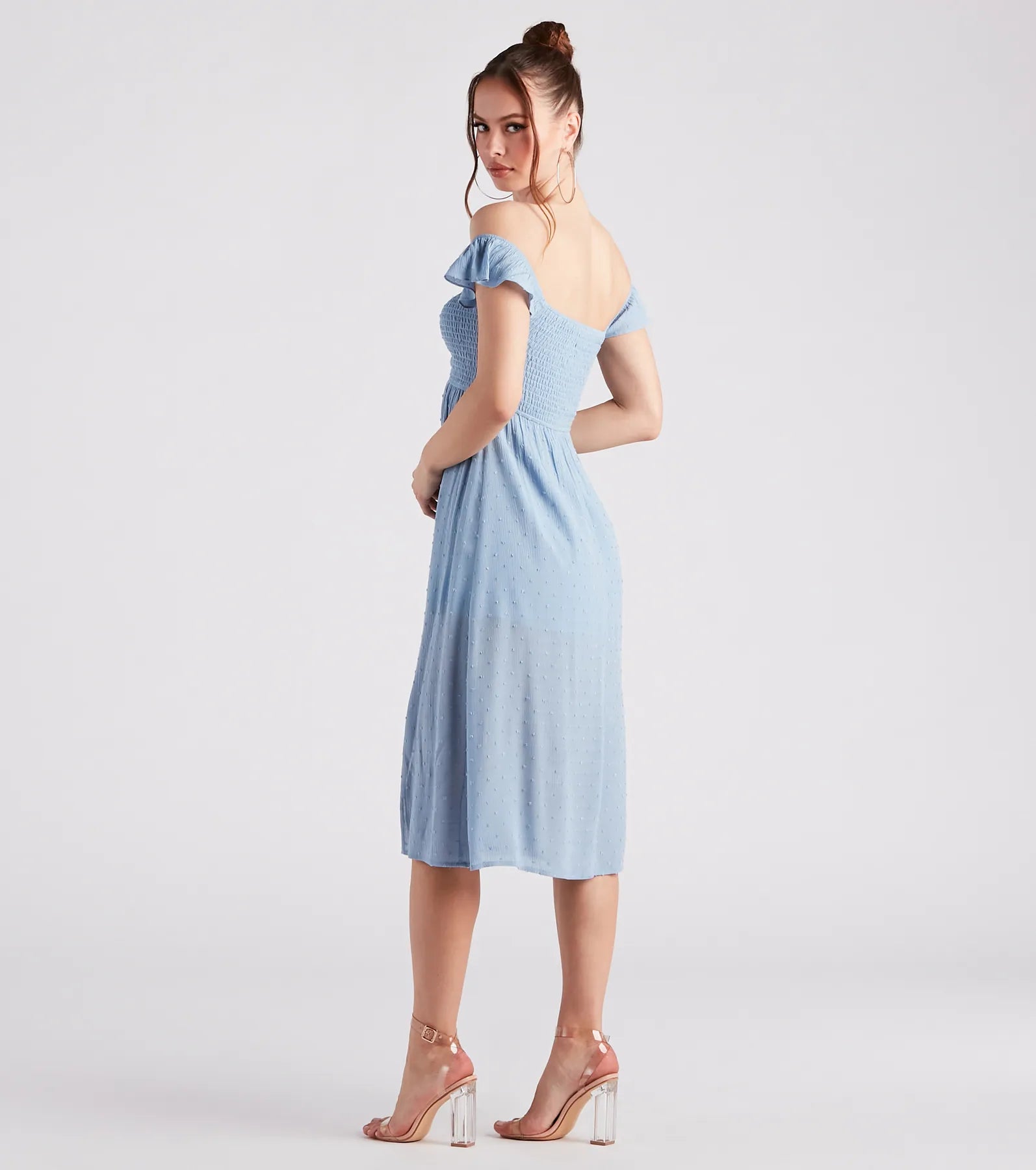 Just Peachy Keen Off-The-Shoulder Midi Dress - Image 2
