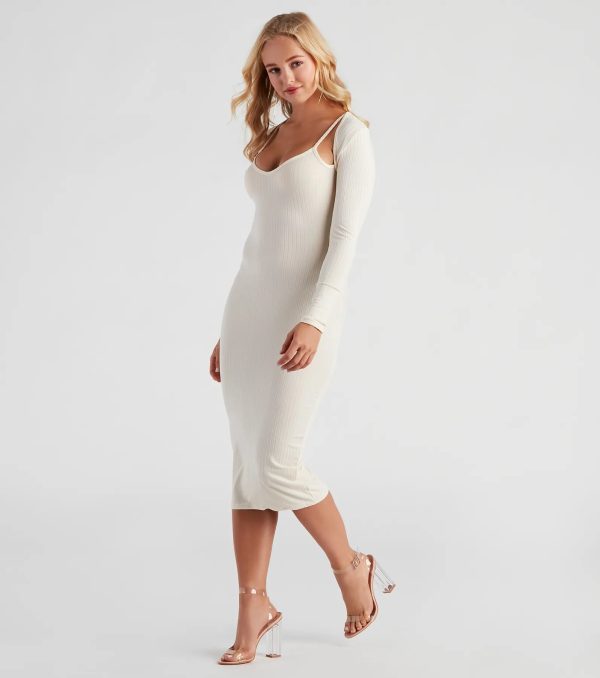 Effortless Everyday Ribbed Knit Midi Dress - Image 9