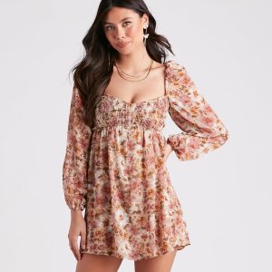 Everlasting Pretty Floral Chiffon Skater Dress