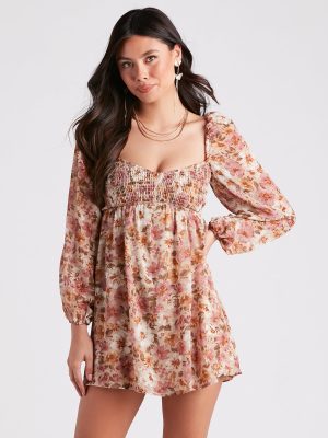 Everlasting Pretty Floral Chiffon Skater Dress
