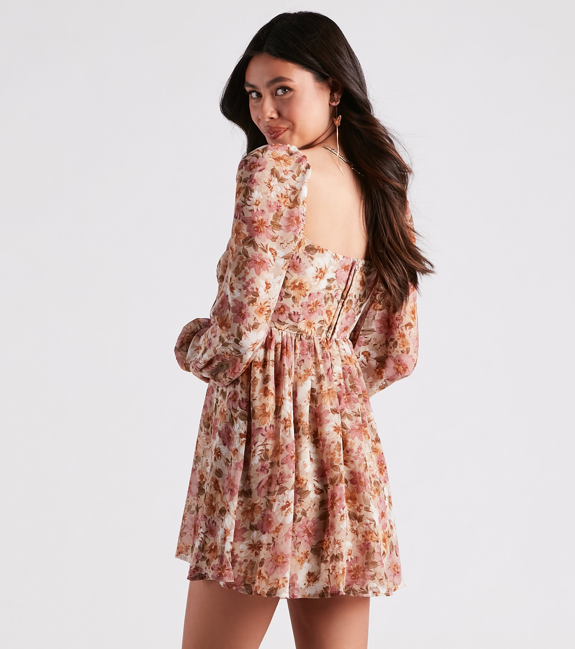 Everlasting Pretty Floral Chiffon Skater Dress - Image 2