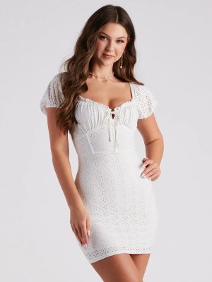 Friendly Flirt Eyelet Mini Dress