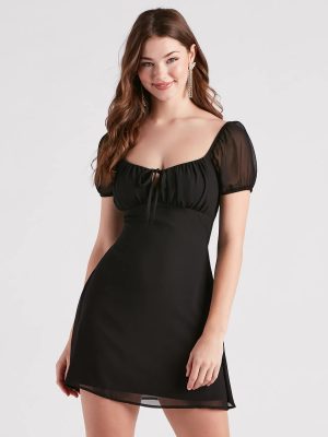 Flirt And Twirl Chiffon Open Back Skater Dress