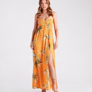 Island Love Tropical Print Maxi Dress