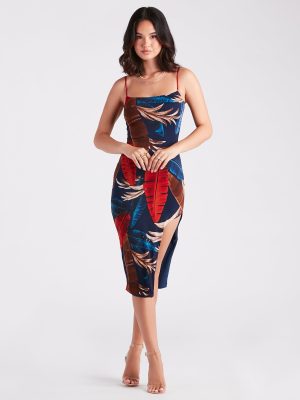 Time To Unwind Tropical Slit Midi Dress