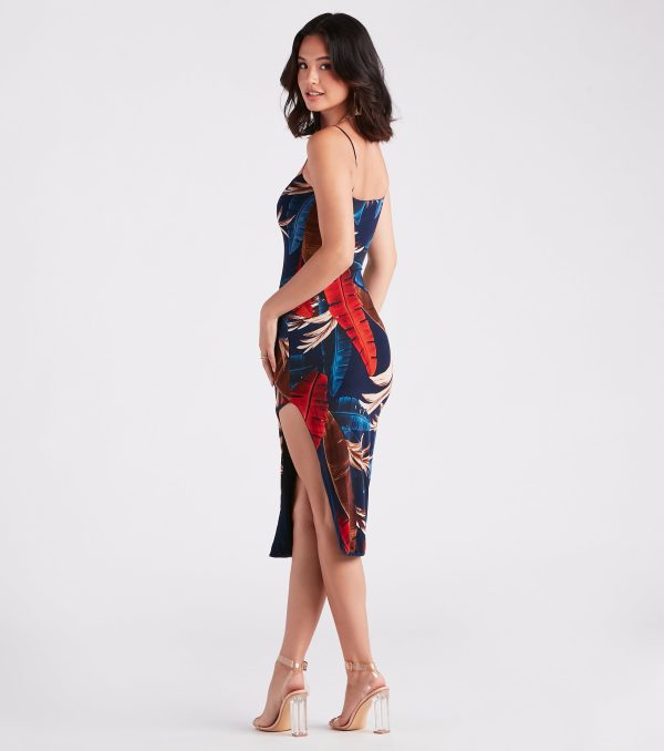 Time To Unwind Tropical Slit Midi Dress - Image 2
