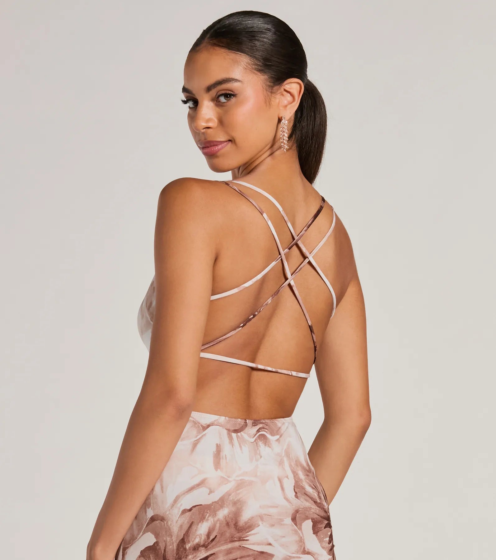 Island Neutrals Halter Strappy Tropical Midi Dress - Image 4