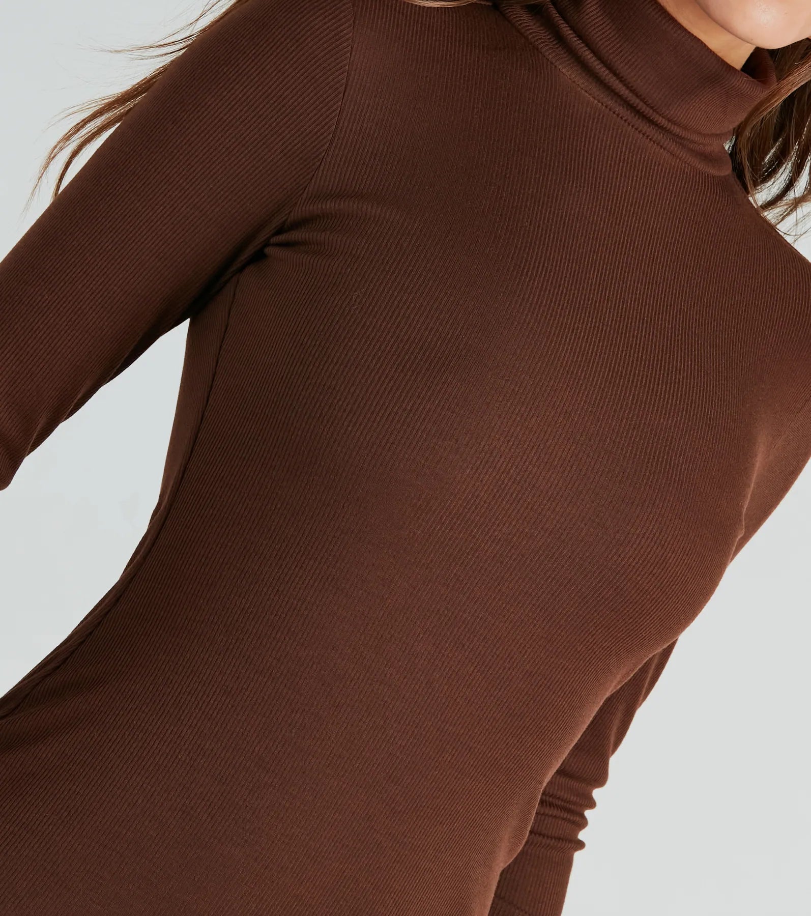 Trendy Element Turtleneck Long Sleeve Mini Dress - Image 4