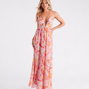 Electric Love Chiffon Floral Maxi Dress