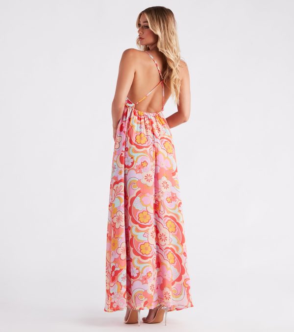 Electric Love Chiffon Floral Maxi Dress - Image 2