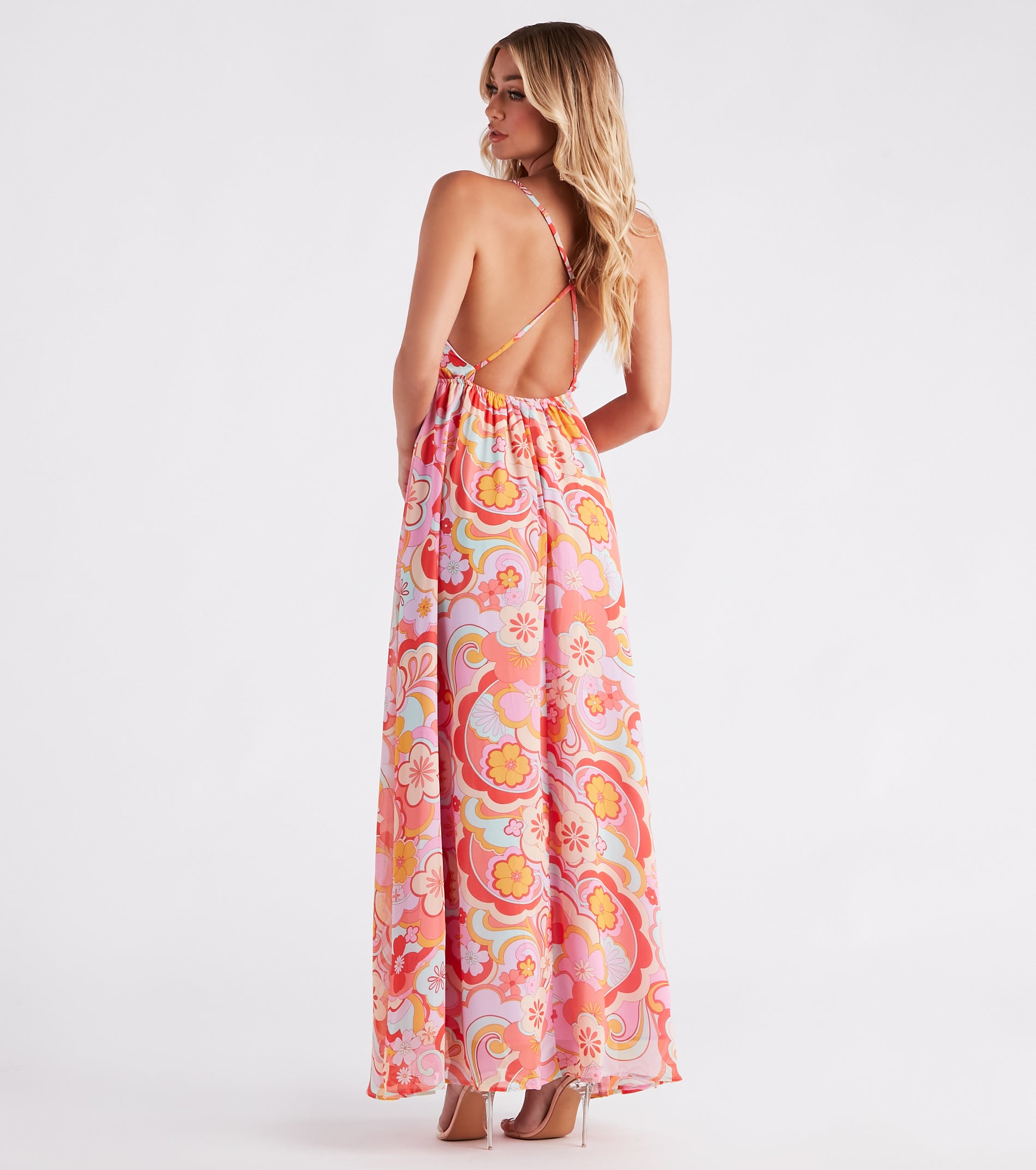 Electric Love Chiffon Floral Maxi Dress - Image 2